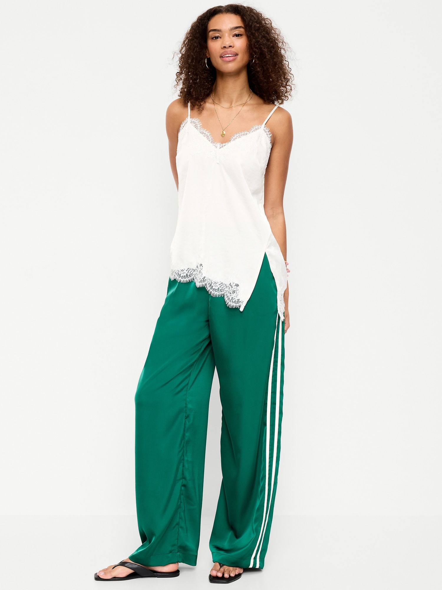 High-Waisted Satin Track Pants