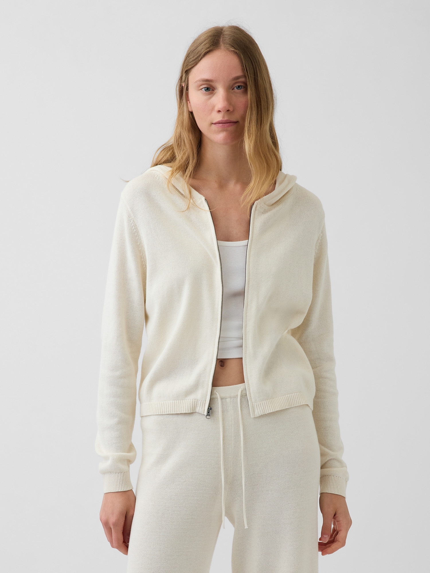 100% Cotton Relaxed Zip Sweater Hoodie