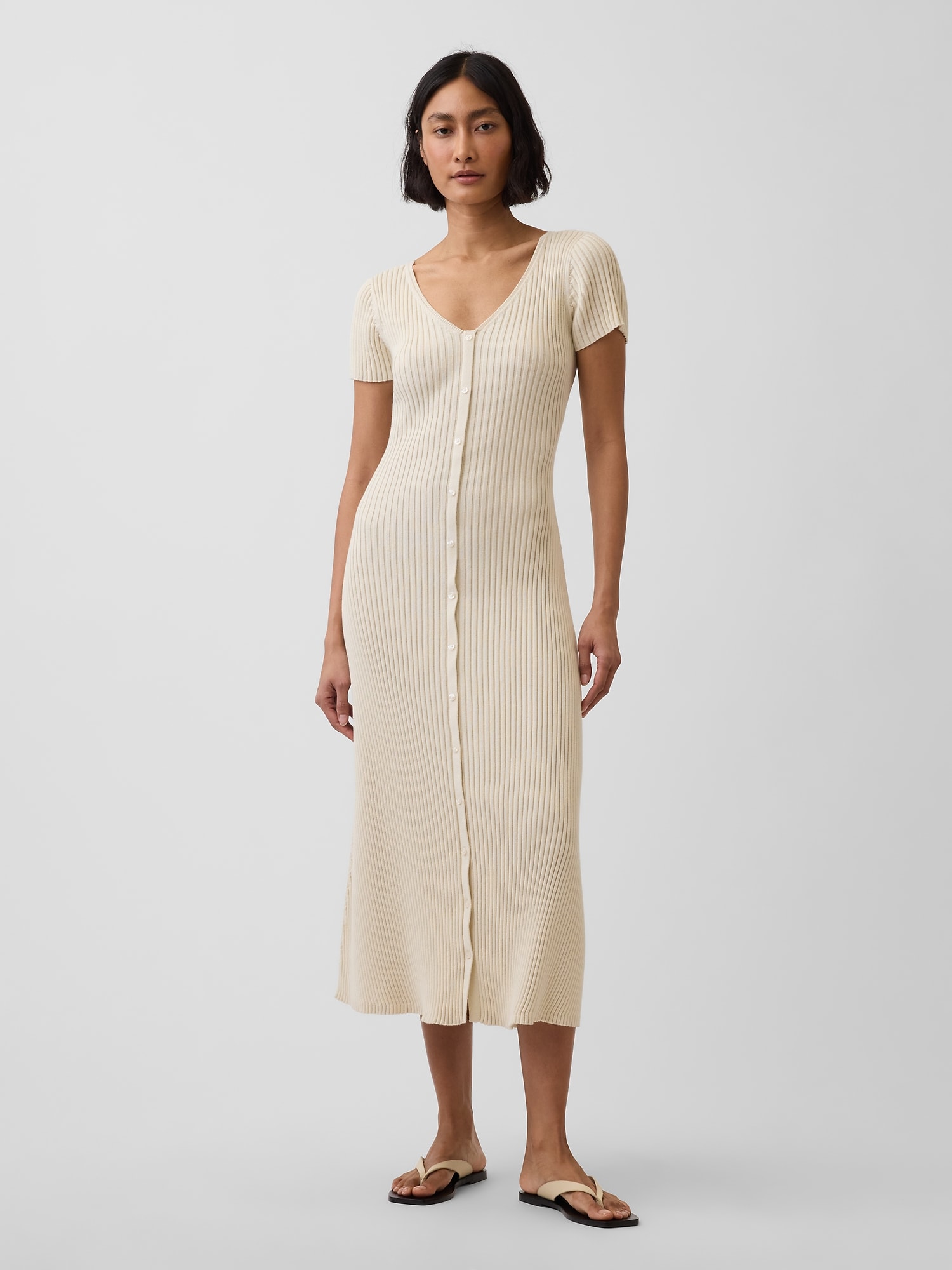 ROBE-CHANDAIL LONGUE CÔTELÉE BOUTONNÉE