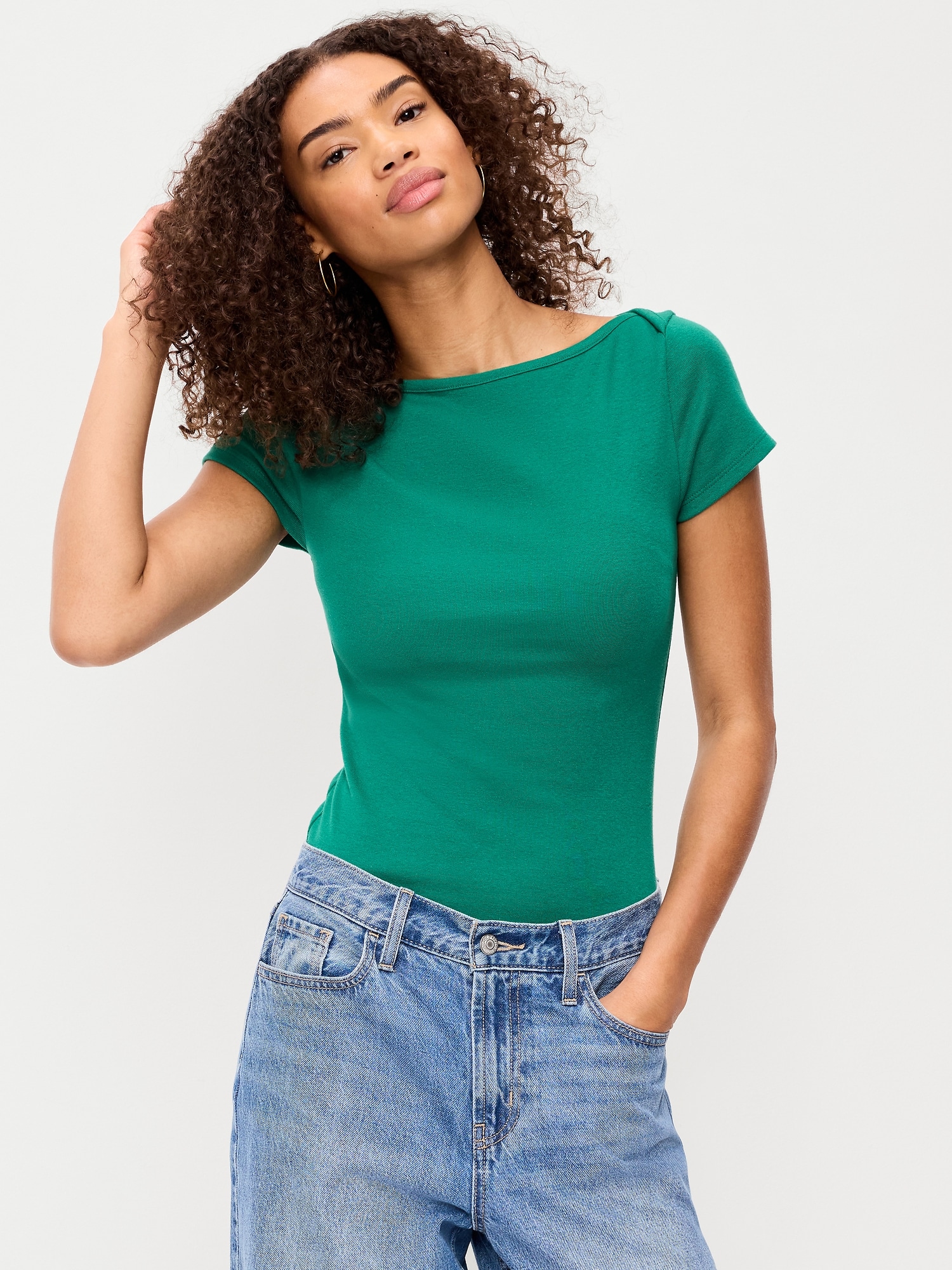 T-SHIRT AJUSTÉ À ENCOLURE BATEAU