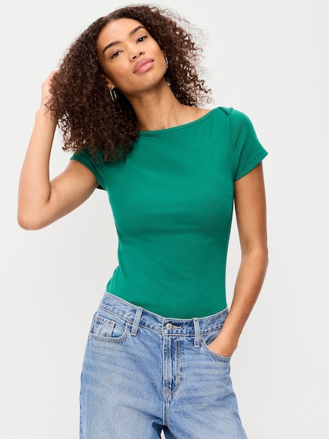 T-SHIRT AJUSTÉ À ENCOLURE BATEAU
