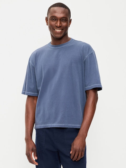 T-SHIRT COURT EN TISSU ÉPAIS TEINT EN PLONGÉE