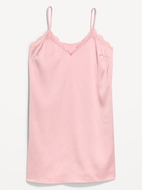 Satin Lace-Trim Sleep Dress