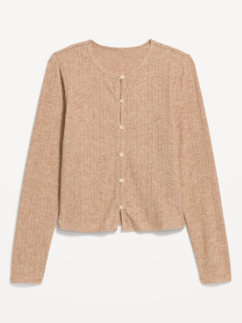 HAUT EN TRICOT POINTELLE À MANCHES LONGUES BOUTONNÉ SUR LE DEVANT