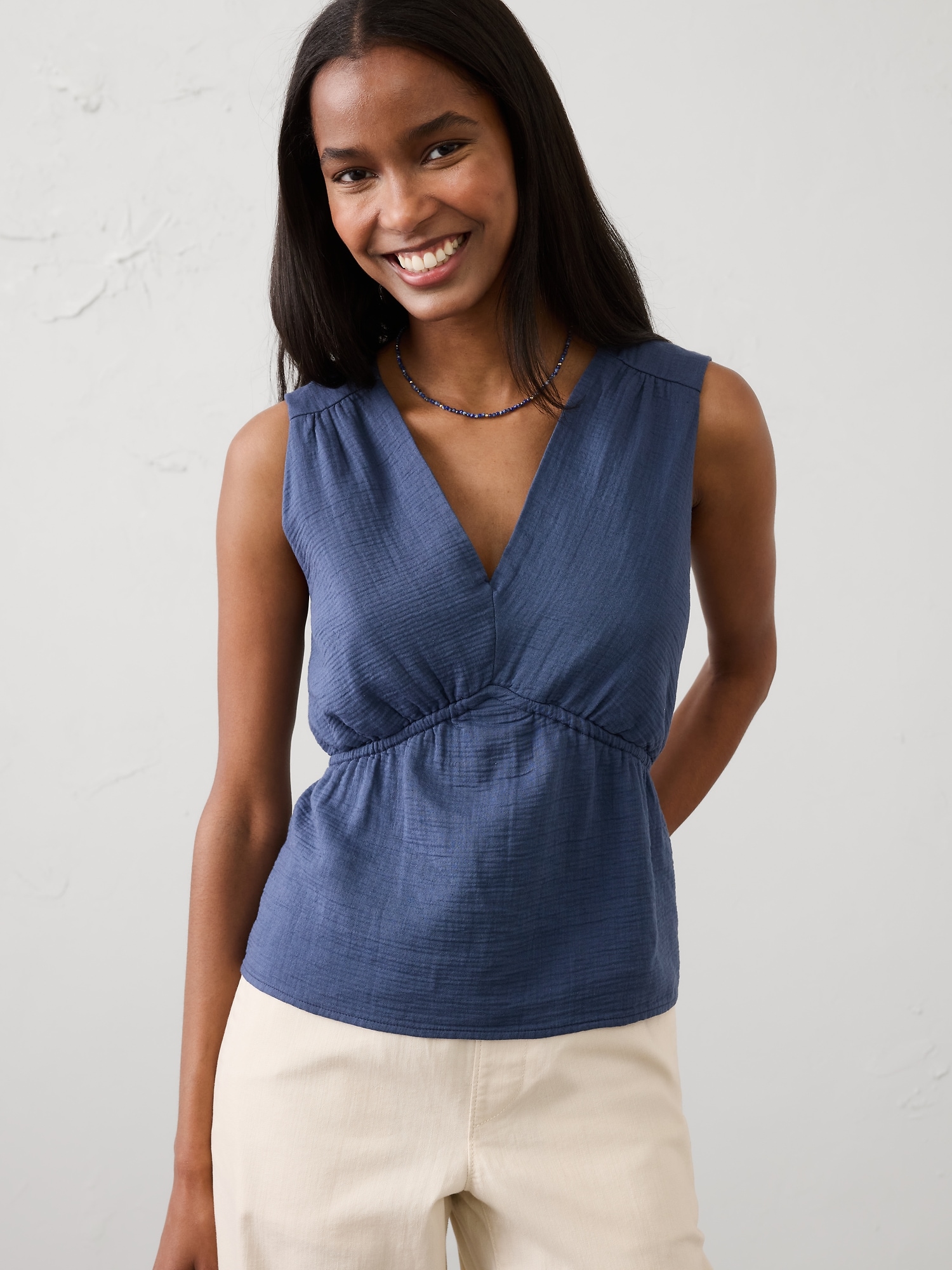 Gauze V-Neck Top