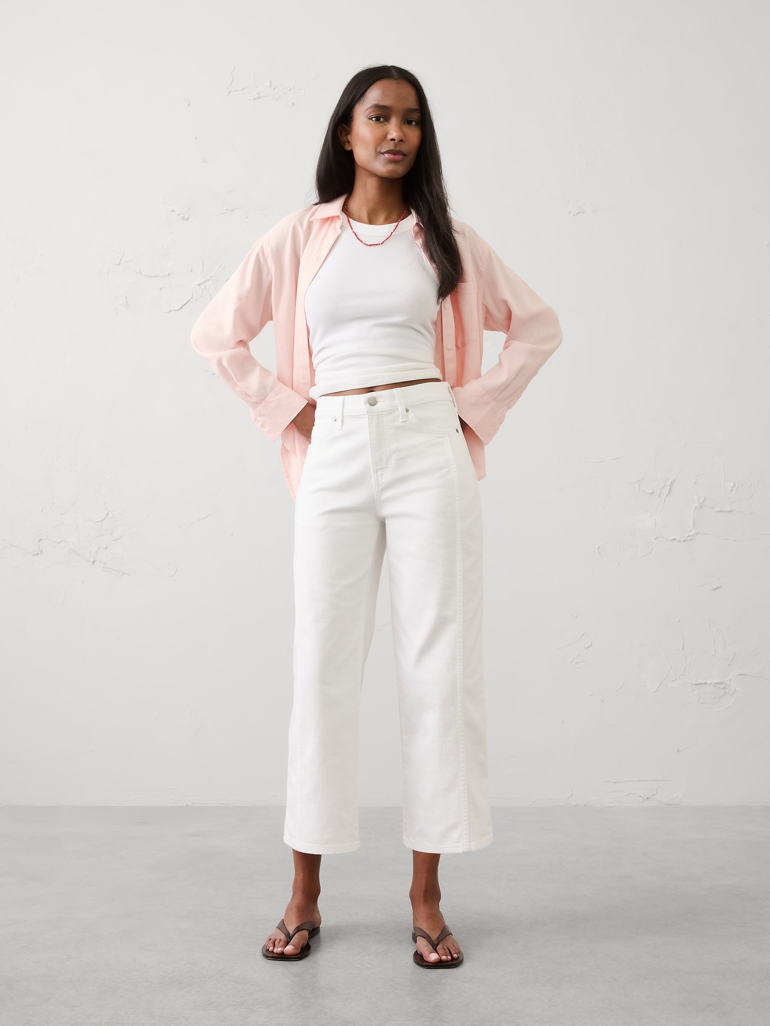Straight-Leg High-Rise Pieced Cropped Jean