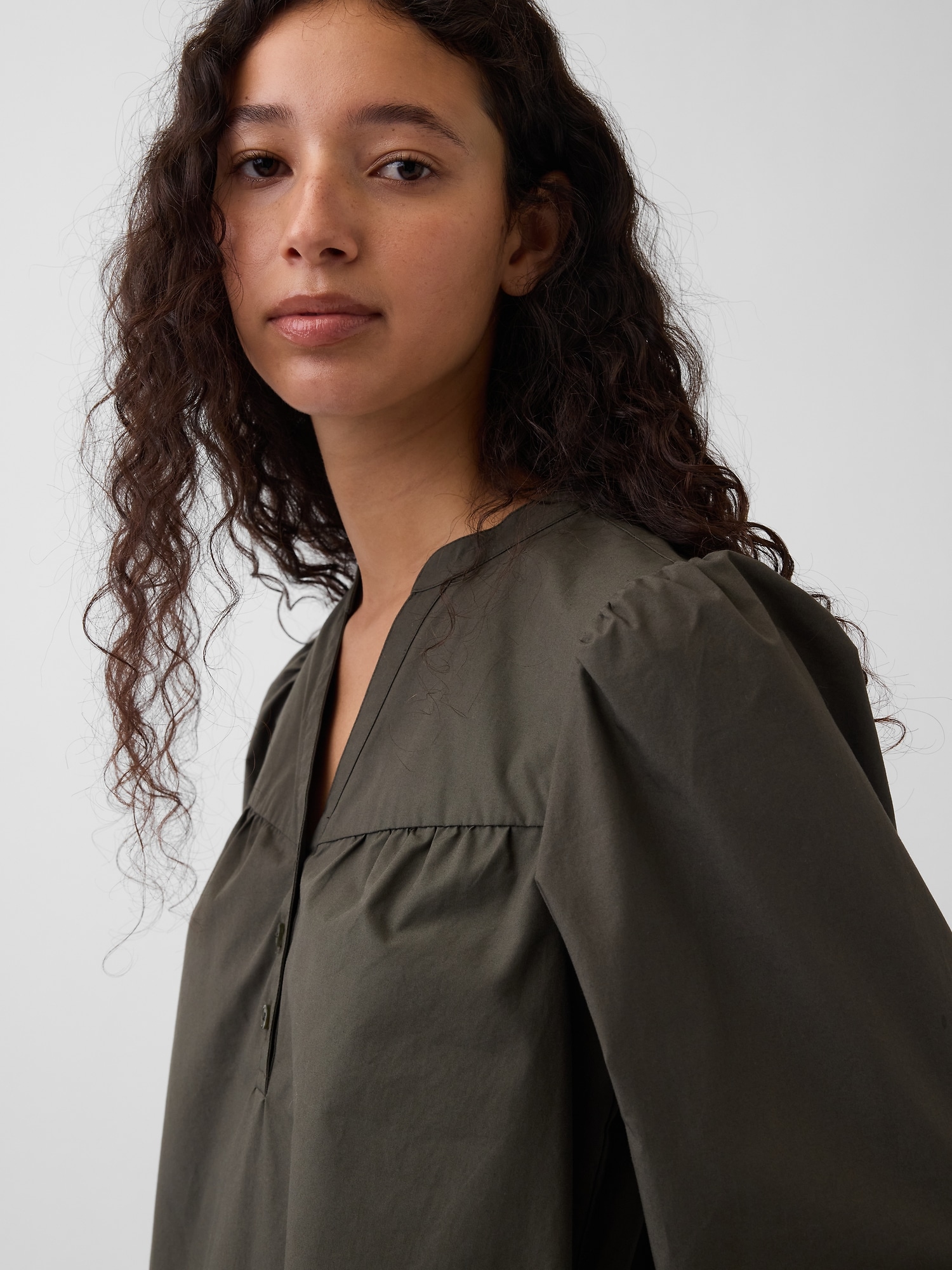 Poplin Henley Mini Dress