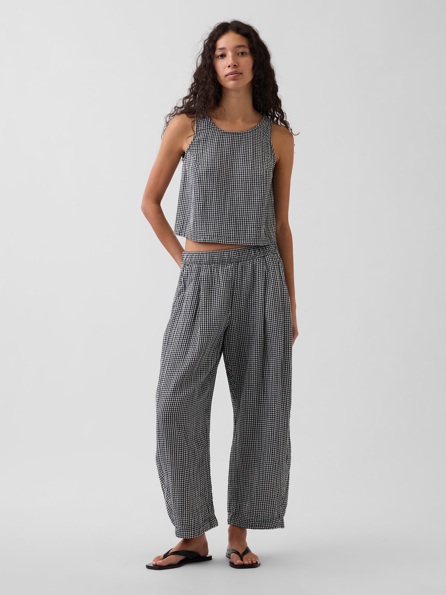 Cotton Gauze Easy Barrel Pants