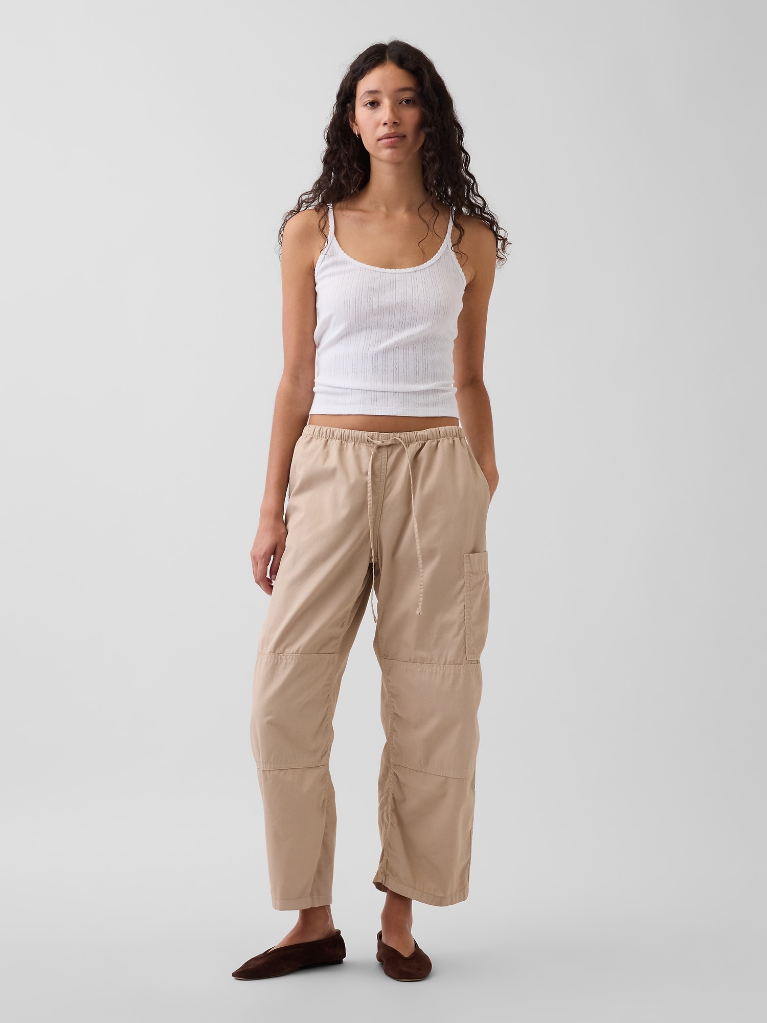 Mid Rise Twill Easy Barrel Utility Pants