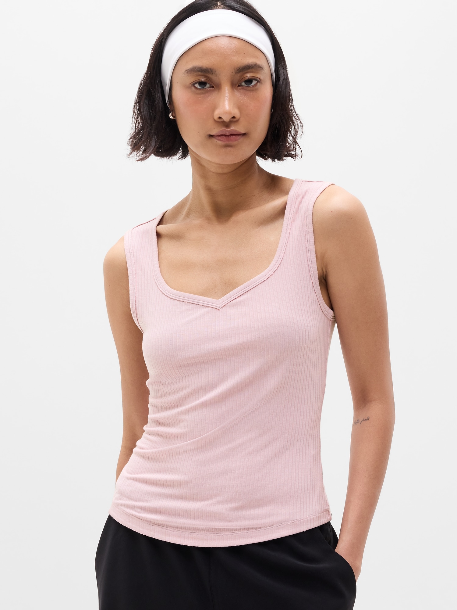 Athleta Perfect Rib Sweetheart Tank In Halo