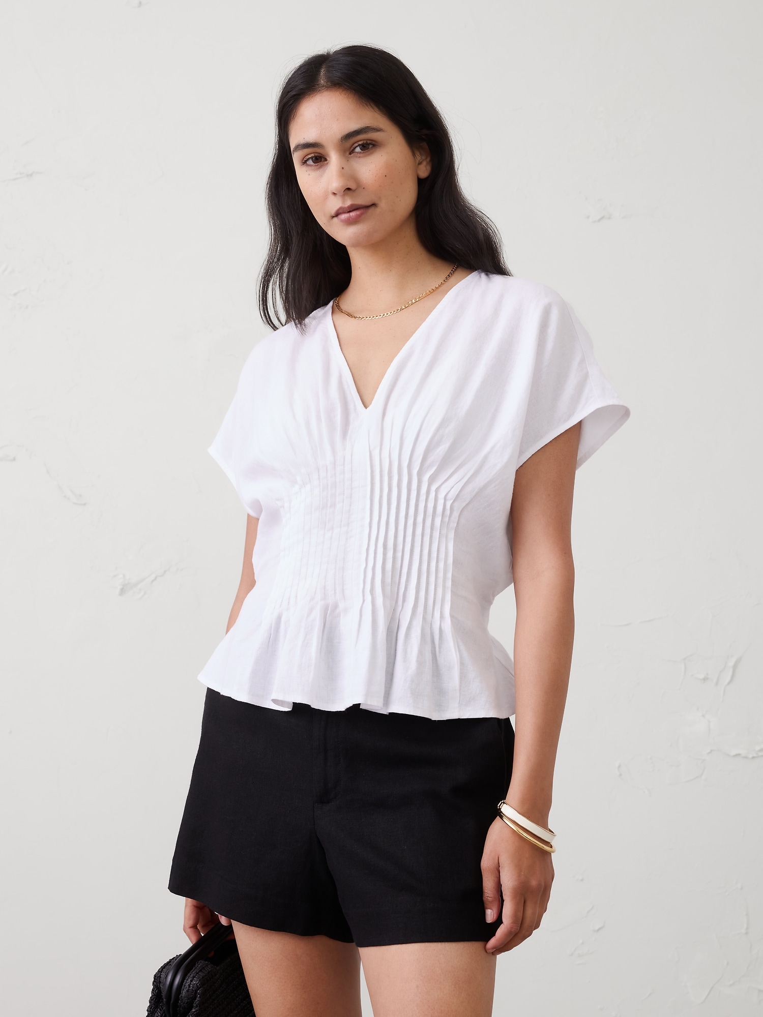 Pintuck-Waist Top