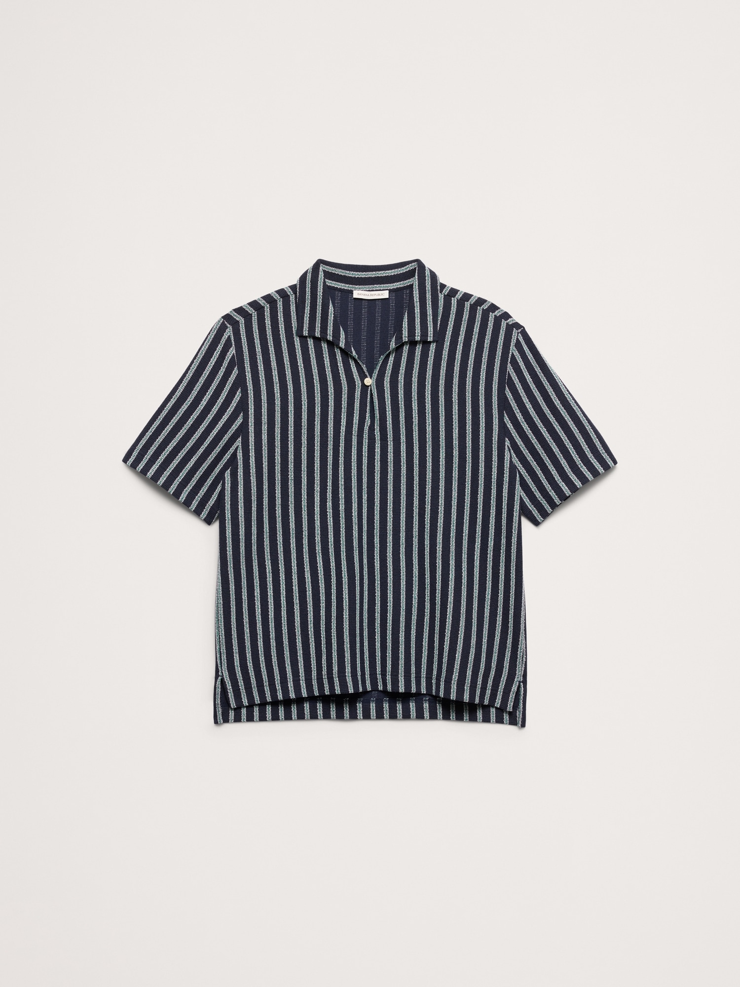 Jacquard Stripe Open Collar Polo