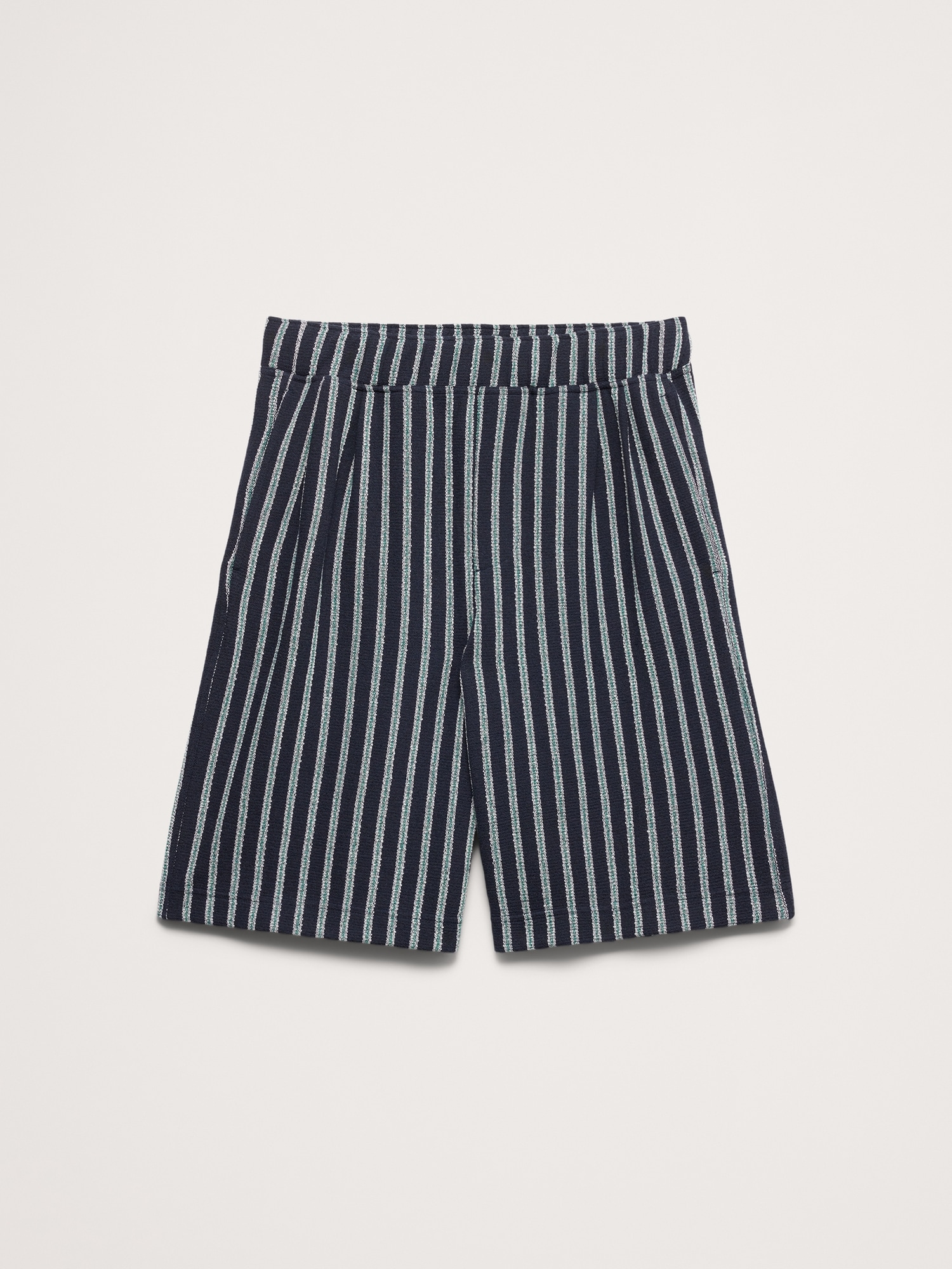 Jacquard Stripe Pleated Pull-On Short