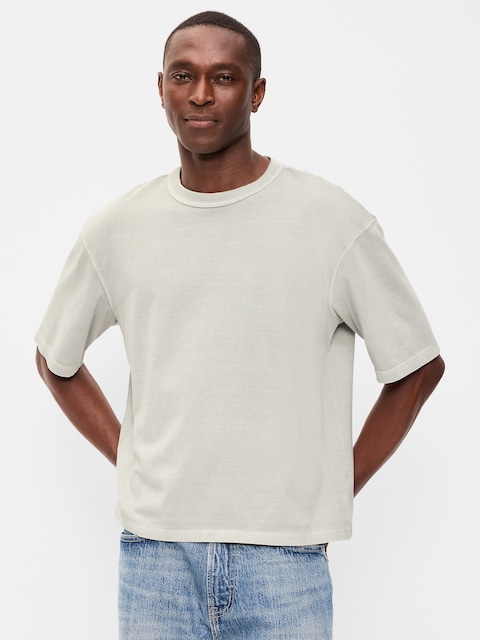 T-SHIRT COURT EN TISSU ÉPAIS TEINT EN PLONGÉE
