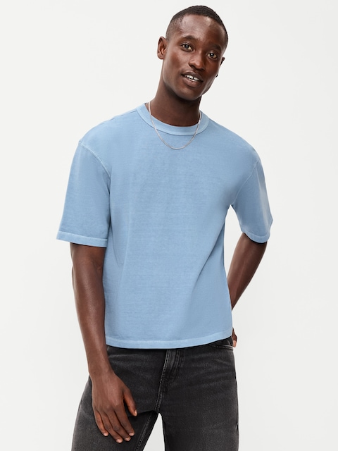 T-SHIRT COURT EN TISSU ÉPAIS TEINT EN PLONGÉE