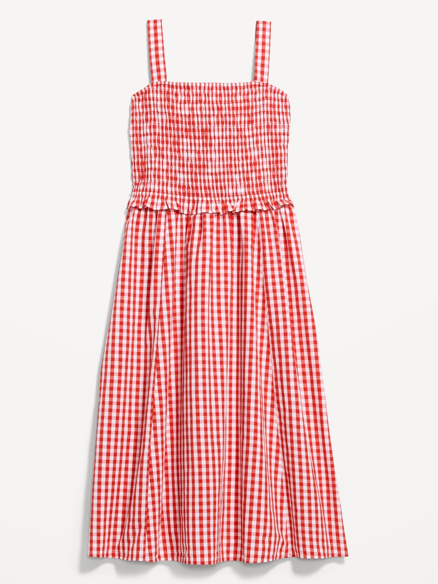 ROBE MI-LONGUE AJUSTÉE ET ÉVASÉE À CORSAGE SMOCKÉ
