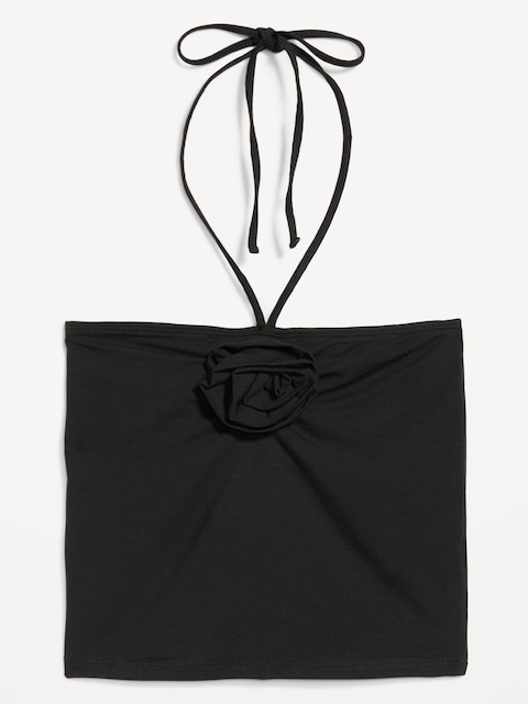 Tie-Neck Rosette Tube Top