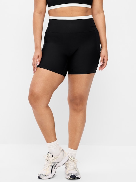 Extra-High Waisted PowerSoft Boundless Pocket Biker Shorts-- 6-inch inseam - No Front Seam