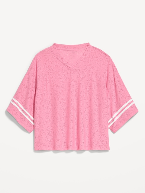 Oversized Cropped Football T-Shirt