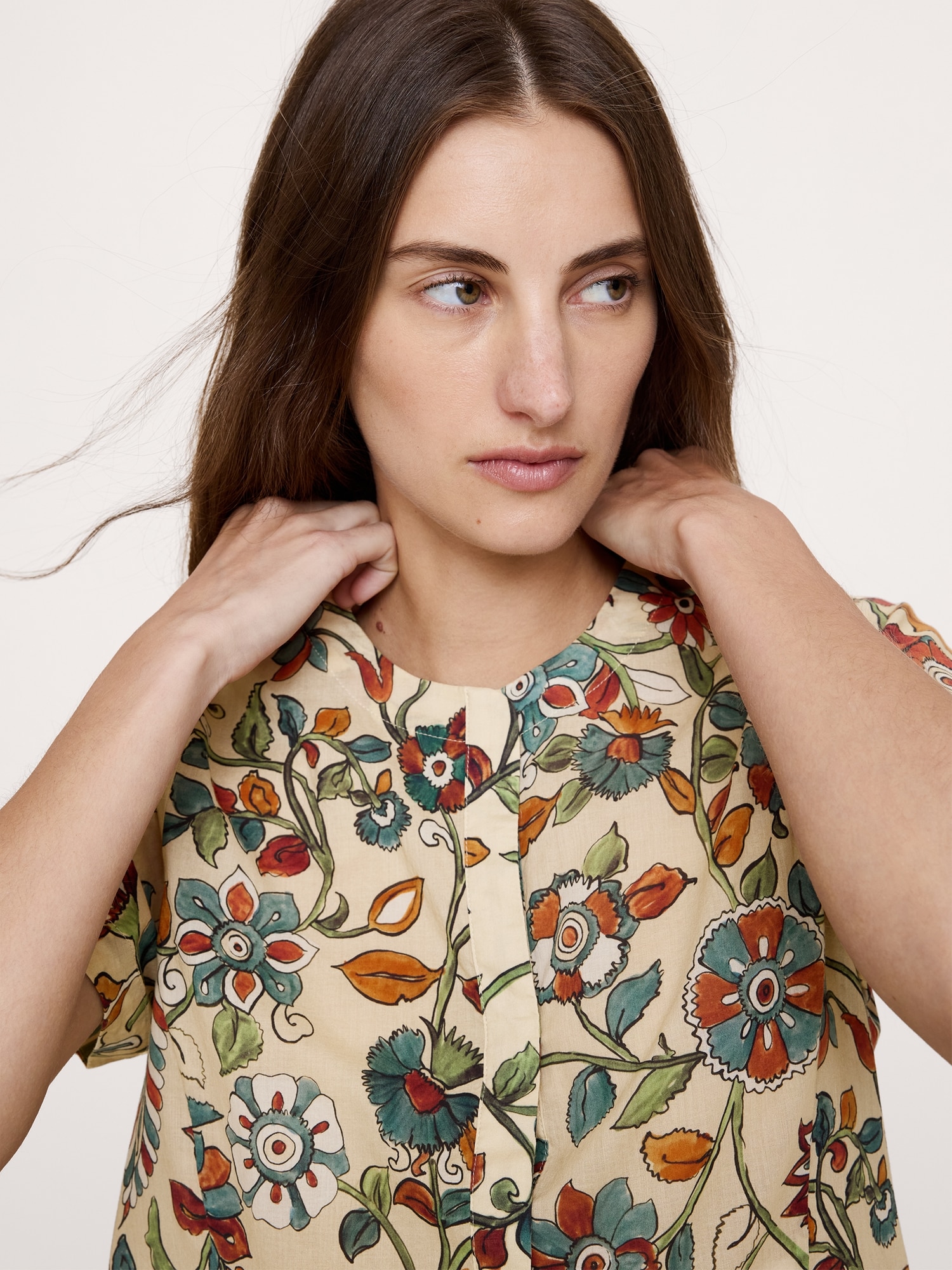 Lightweight Cotton Flutter-Sleeve Top