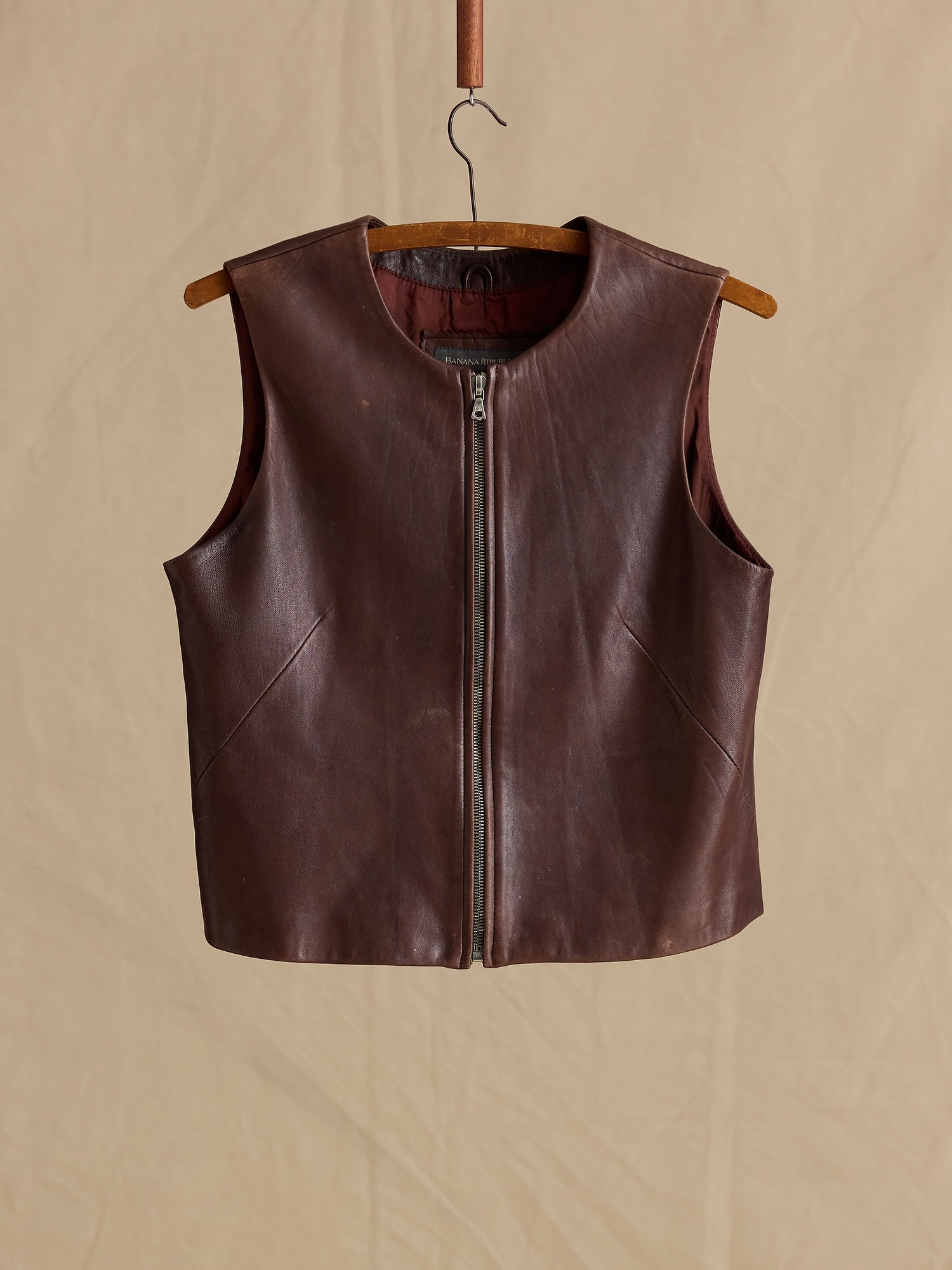 Archive Leather Zip-Front Vest Women's Size M | Banana Republic