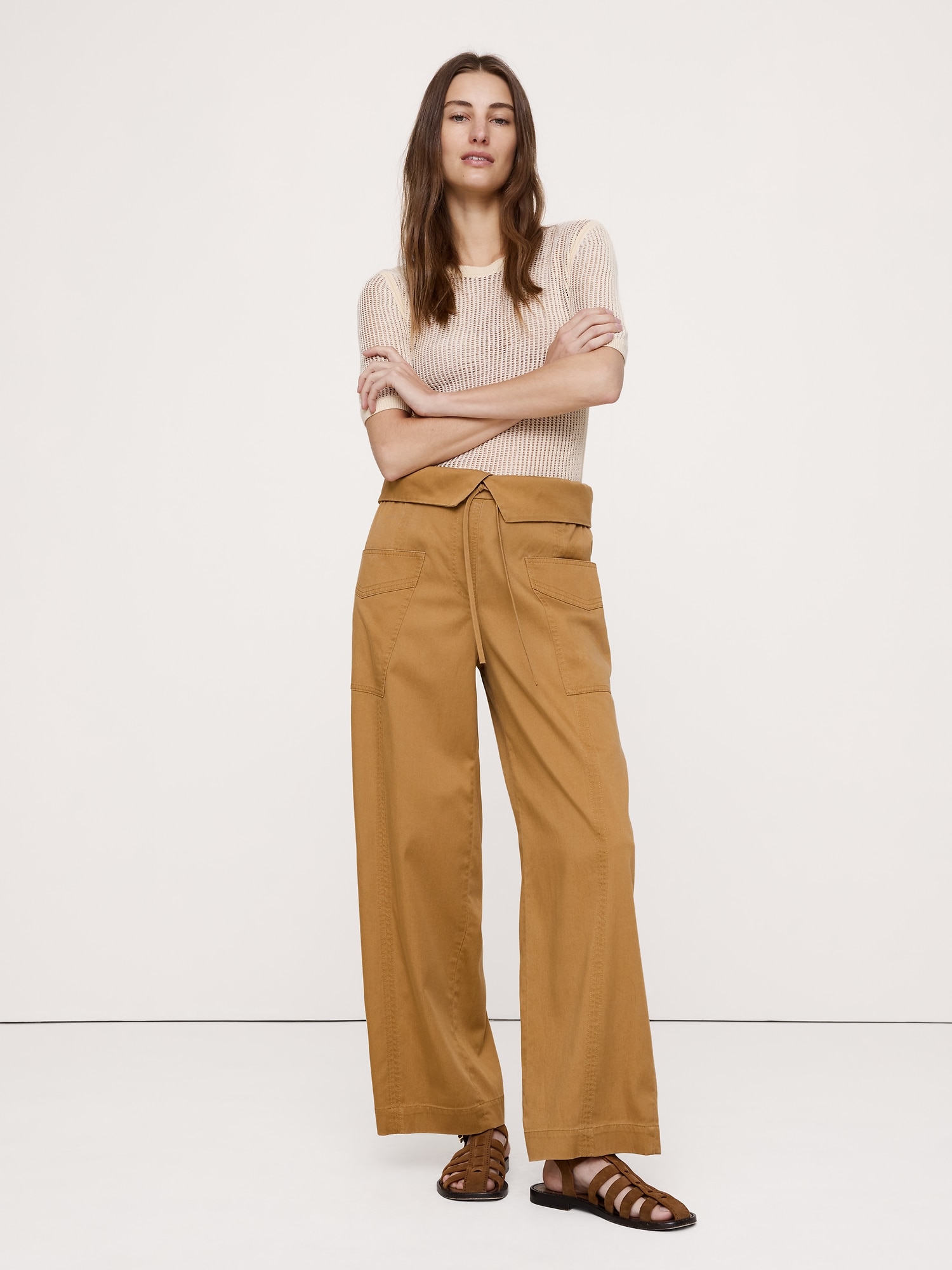 PANTALON DE PÊCHEUR DROIT À TAILLE HAUTE