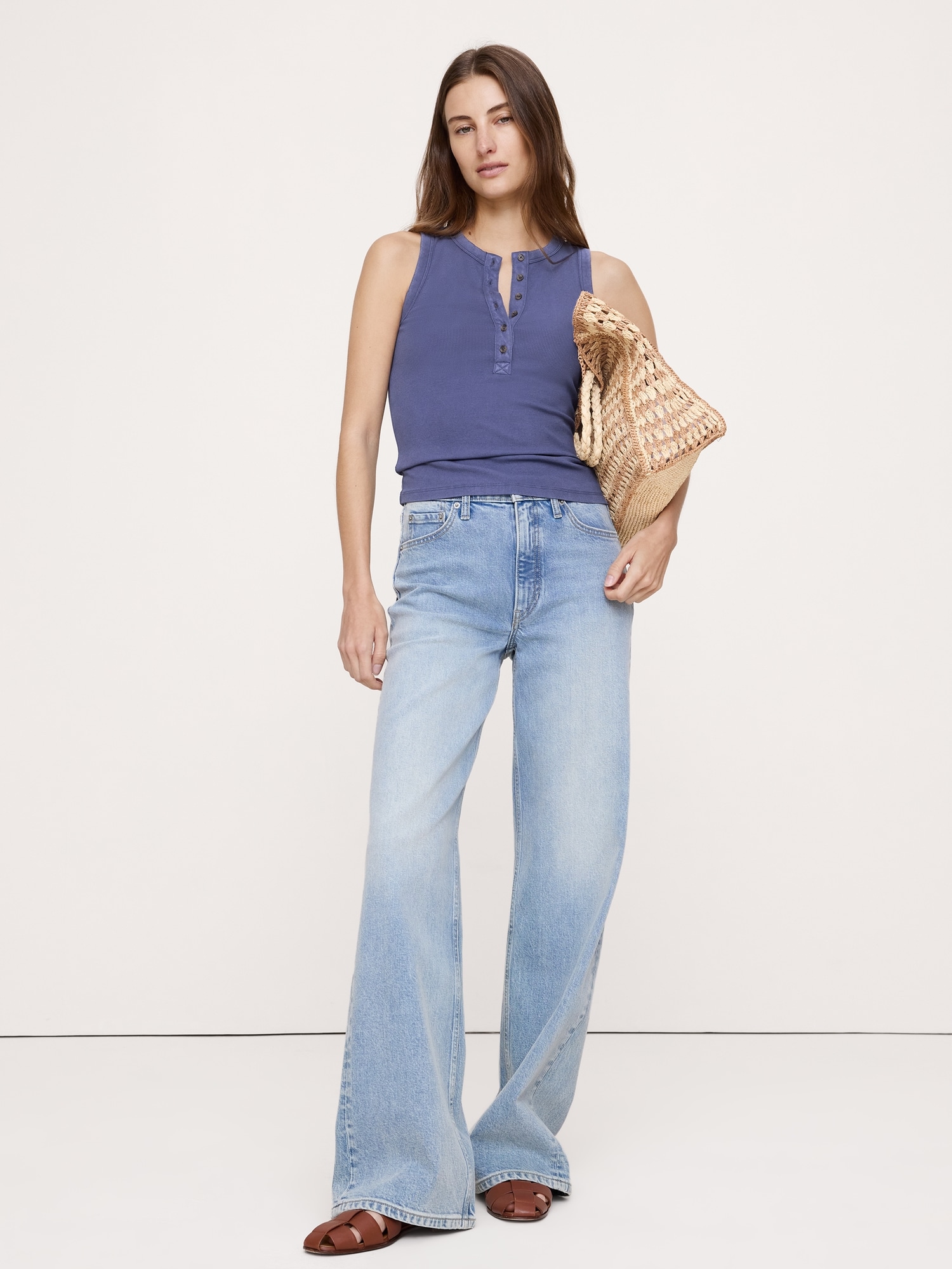 Ribbed Henley Tank
