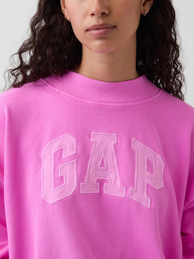 ヴィンテージソフト フレンチテリー オーバーサイズ モックネック GAPロゴ スウェットシャツ-3