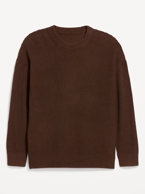 Crew-Neck Shaker Stitch Tunic Sweater