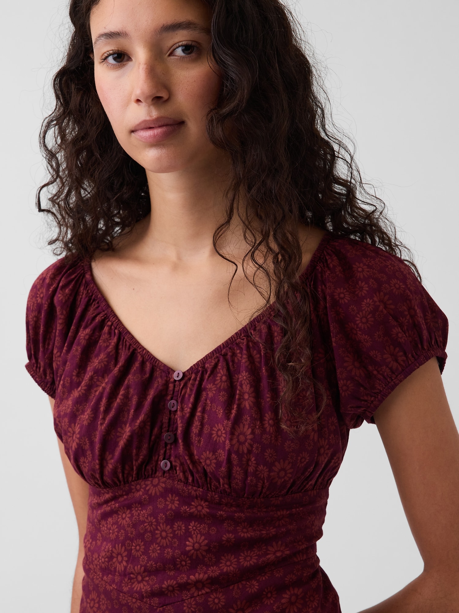 V-Neck Ruffle Hem Maxi Dress
