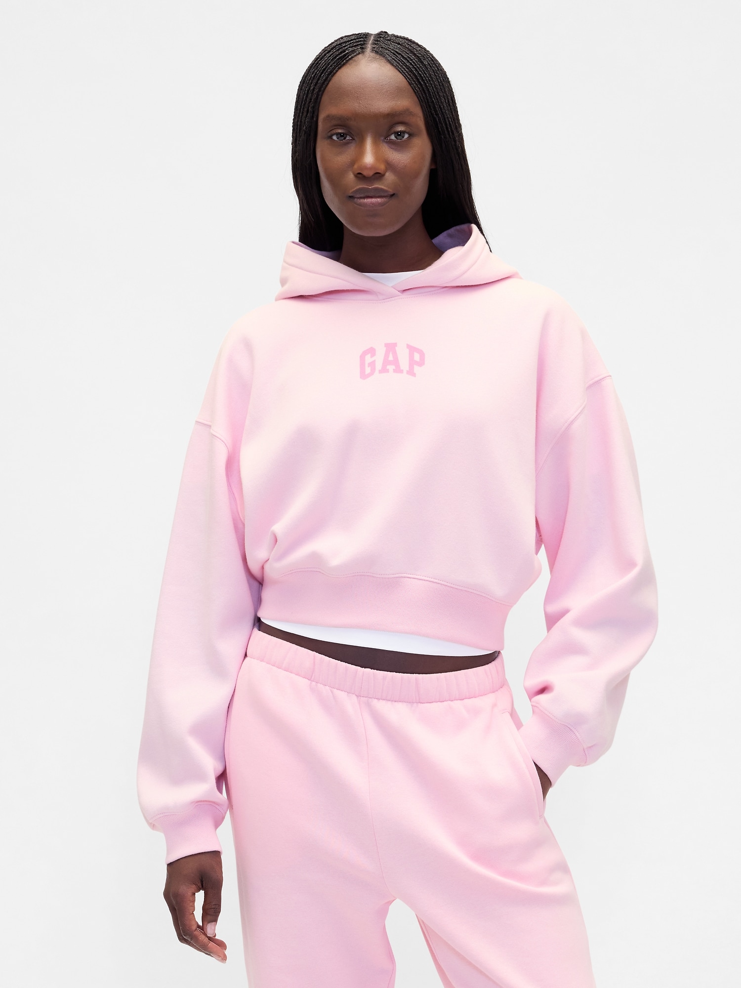 VintageSoft Crop Logo Hoodie