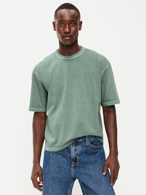 T-SHIRT COURT EN TISSU ÉPAIS TEINT EN PLONGÉE