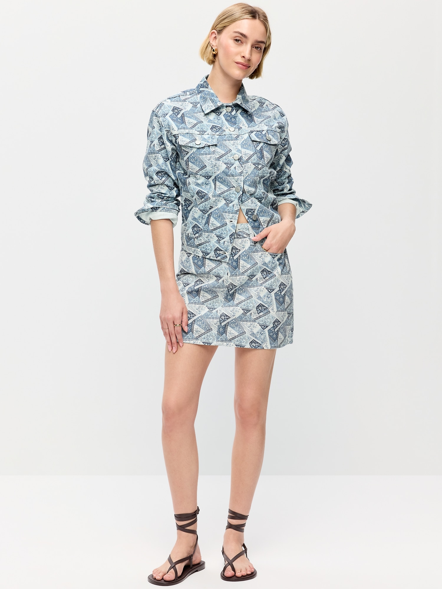 JUPE COURTE OG À TAILLE HAUTE EN DENIM