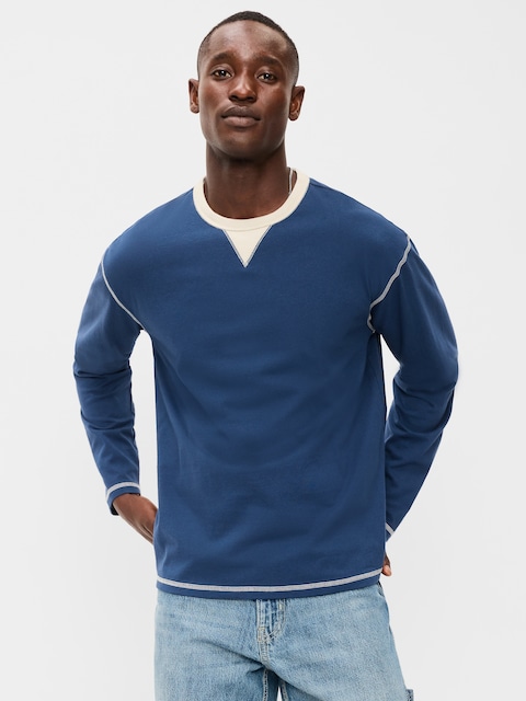 T-SHIRT EN TISSU ÉPAIS À MANCHES LONGUES