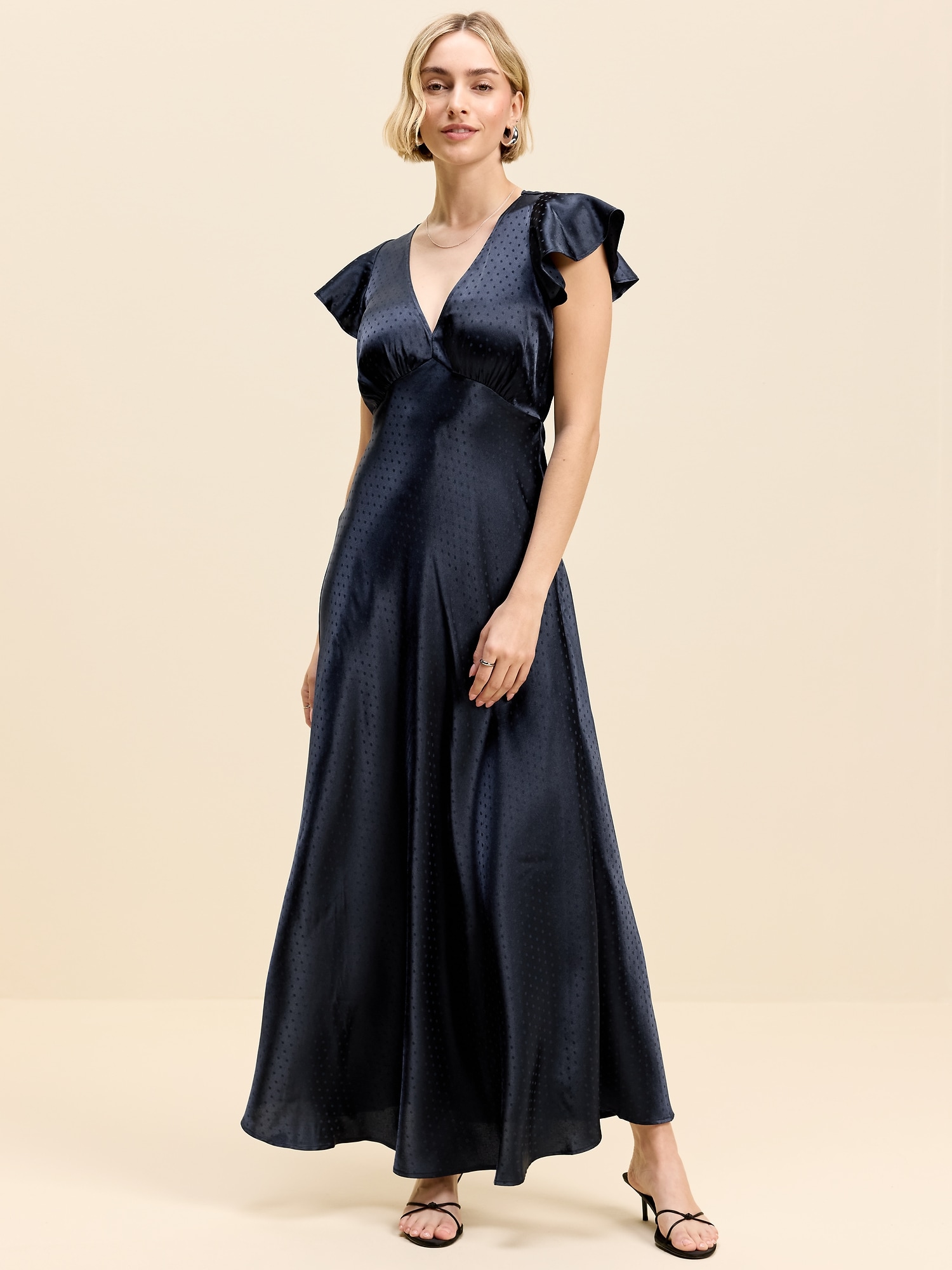 The Occasion by Old Navy Satin Flutter-Sleeve Maxi Dress