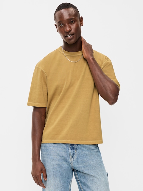 T-SHIRT COURT EN TISSU ÉPAIS TEINT EN PLONGÉE