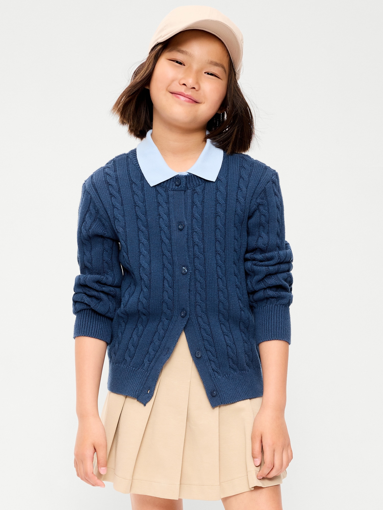 Cable-Knit Cardigan Sweater for Girls