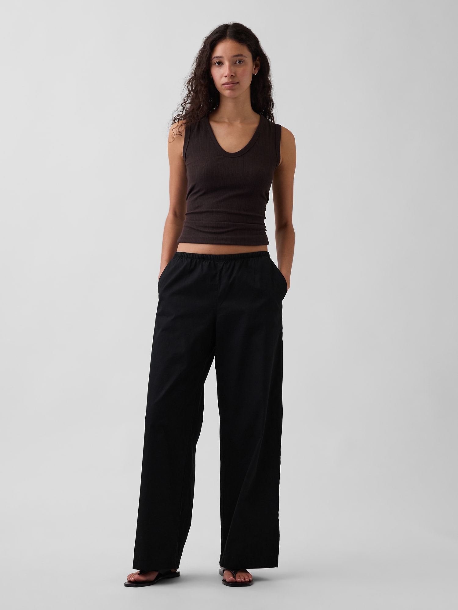 Mid Rise Relaxed Easy Wide-Leg Pants