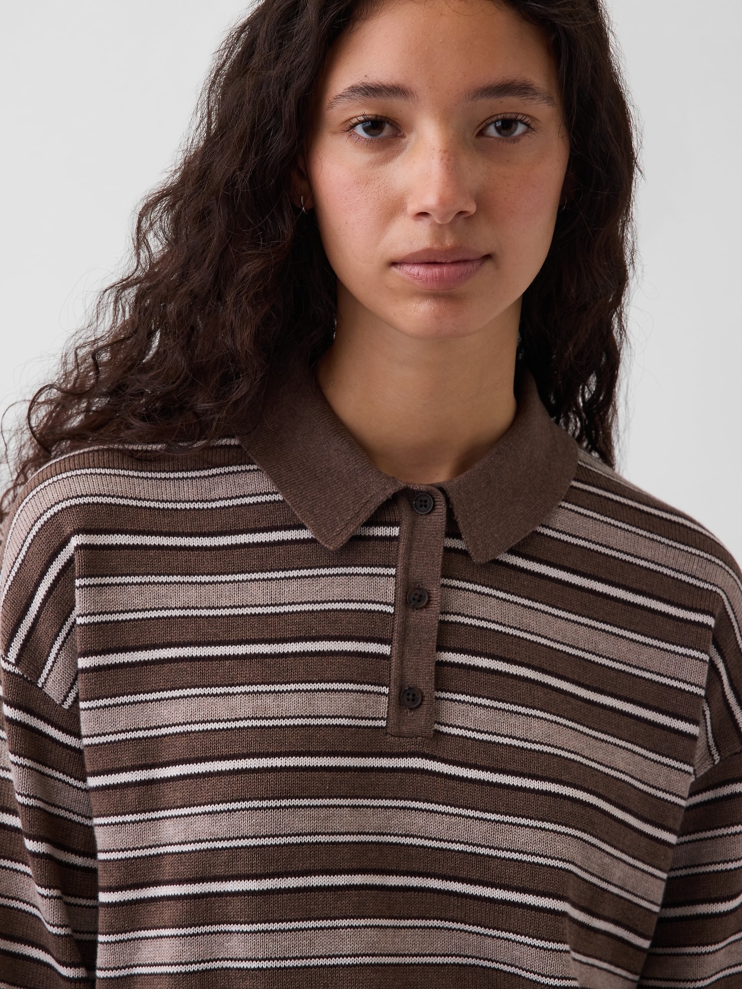 100% Cotton Relaxed Polo Shirt Sweater