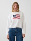 コットン100% オーバーサイズ アメリカーナ クロップドセーター-0