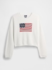 コットン100% オーバーサイズ アメリカーナ クロップドセーター-4