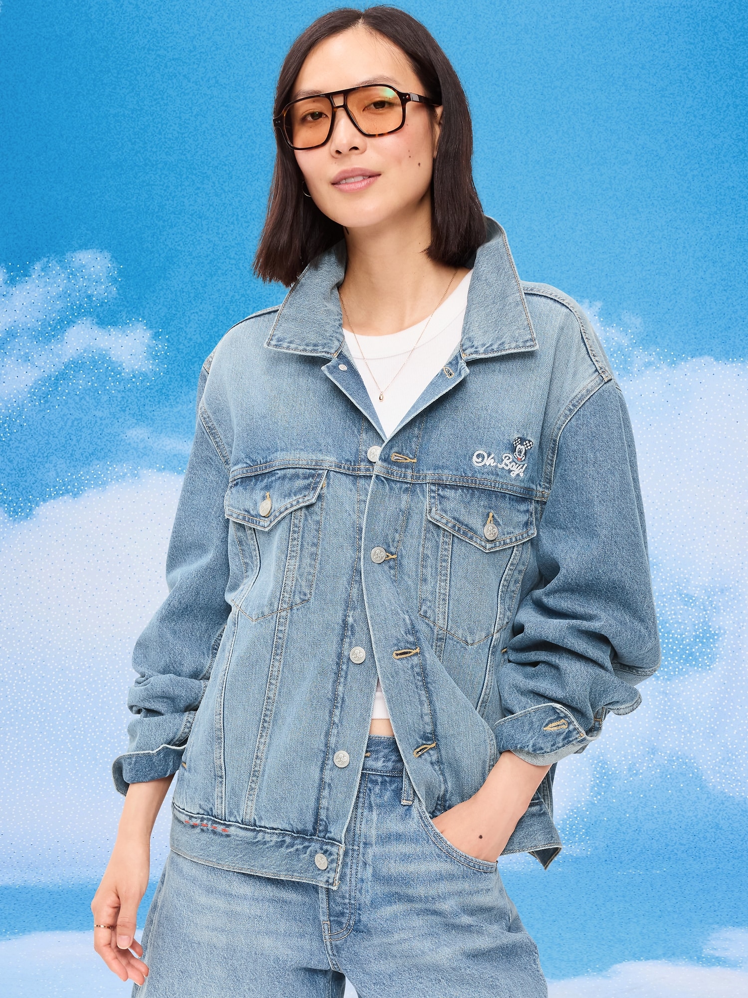 Old Navy x Disney Mickey Mouse Denim Trucker Jacket for Adults