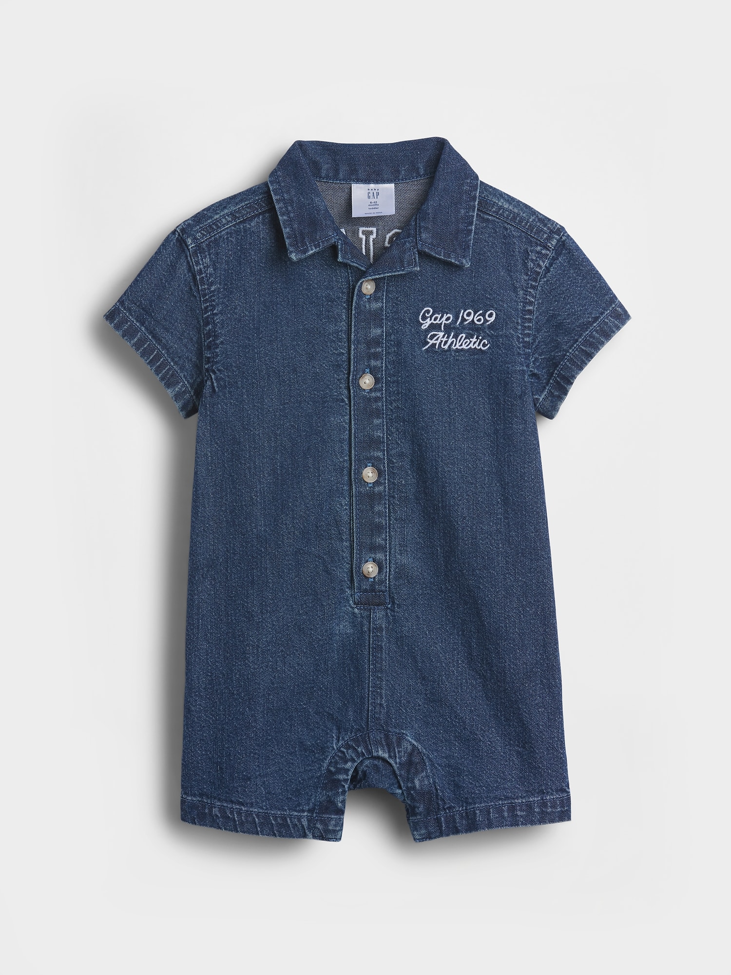 UNE-PIÈCE COURT EN DENIM À LOGO GAP POUR BÉBÉ