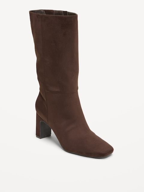 BOTTES MI-MOLLET À BOUT CARRÉ POUR FEMME