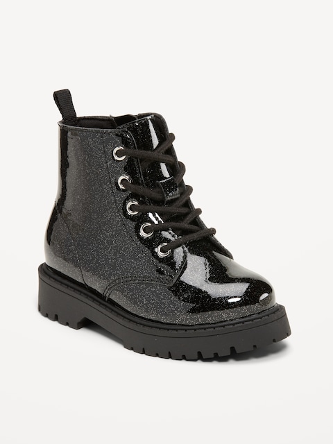 BOTTES MILITAIRES SCINTILLANTES À GLISSIÈRE LATÉRALE POUR TOUTE-PETITE FILLE