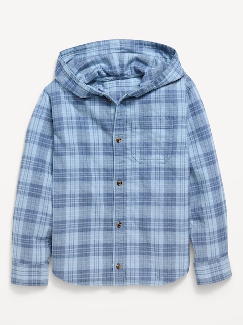 CHEMISE À CAPUCHON À MANCHES LONGUES EN FLANELLE À CARREAUX POUR GARÇON