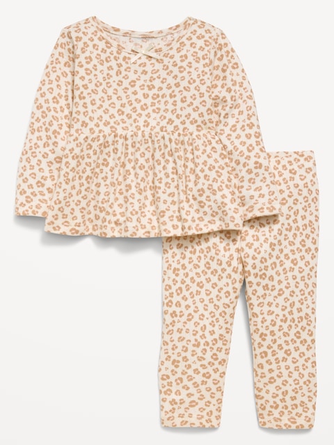ENSEMBLE AVEC PANTALON ET HAUT EN TRICOT POINTELLE À MANCHES LONGUES POUR BÉBÉ