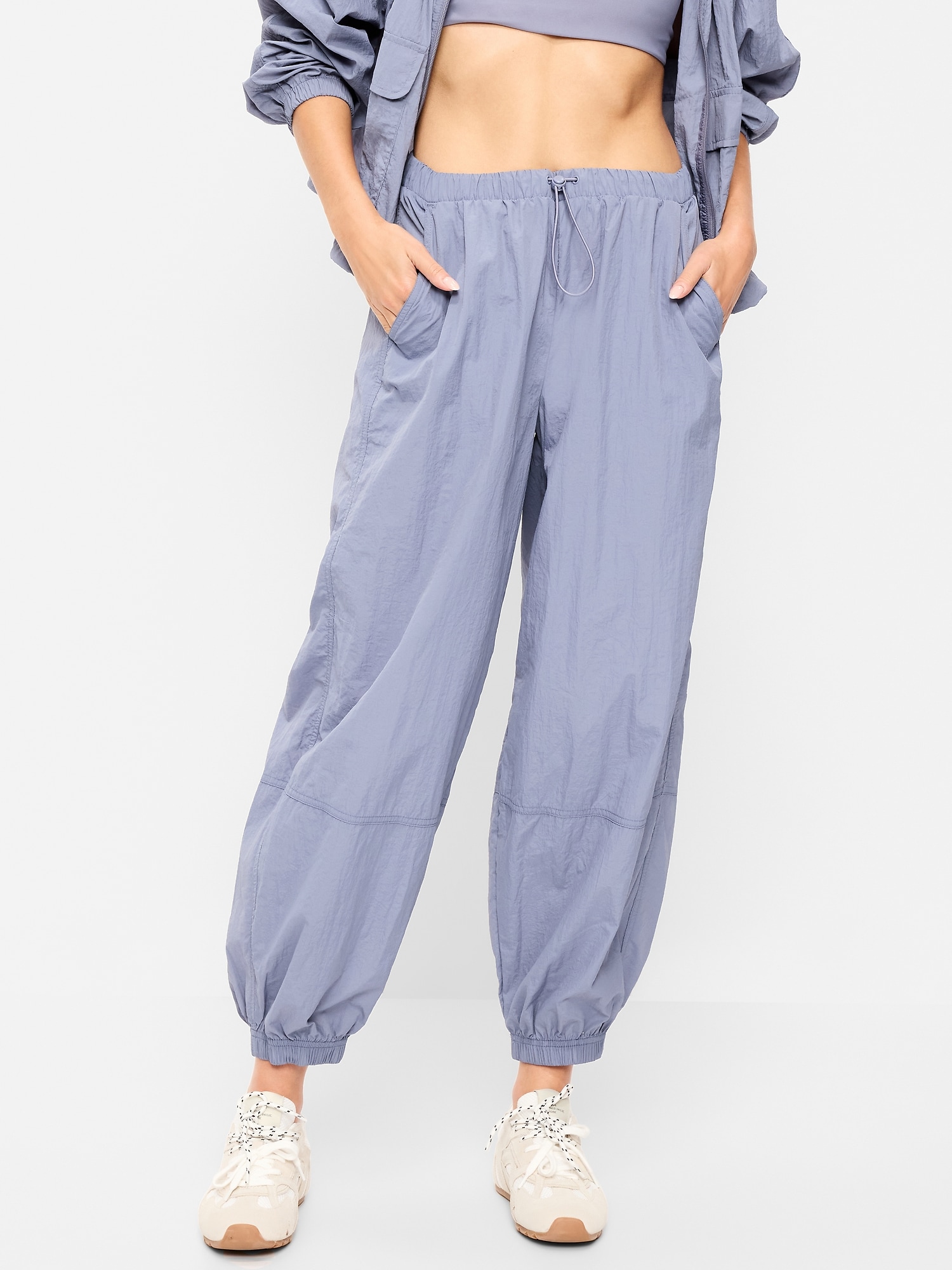 PANTALON PARACHUTE COUPE-VENT À TAILLE ÉLASTIQUE
