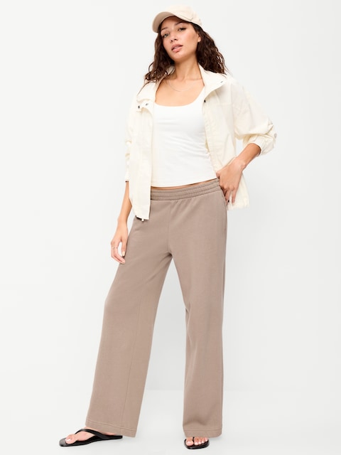 PANTALON EN COTON OUATÉ À JAMBE LARGE ET À TAILLE HAUTE PURCONFORT