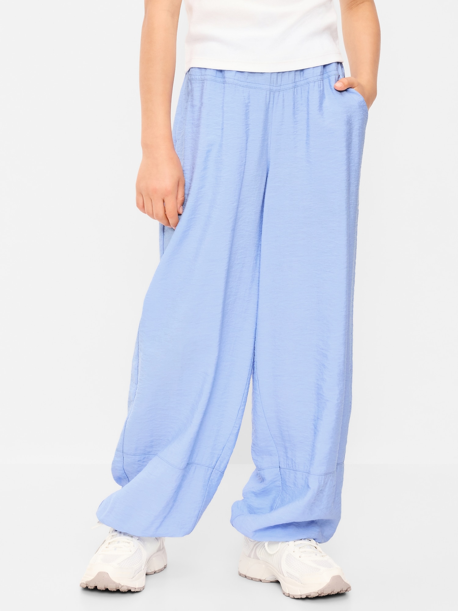 SAROUEL À TAILLE HAUTE EN TISSU FROISSÉ POUR FILLE